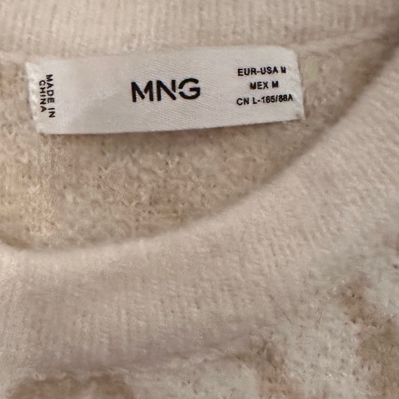 Mango cream and tan animal print puff sleeve sweater wool blend size Medium - Picture 5 of 5